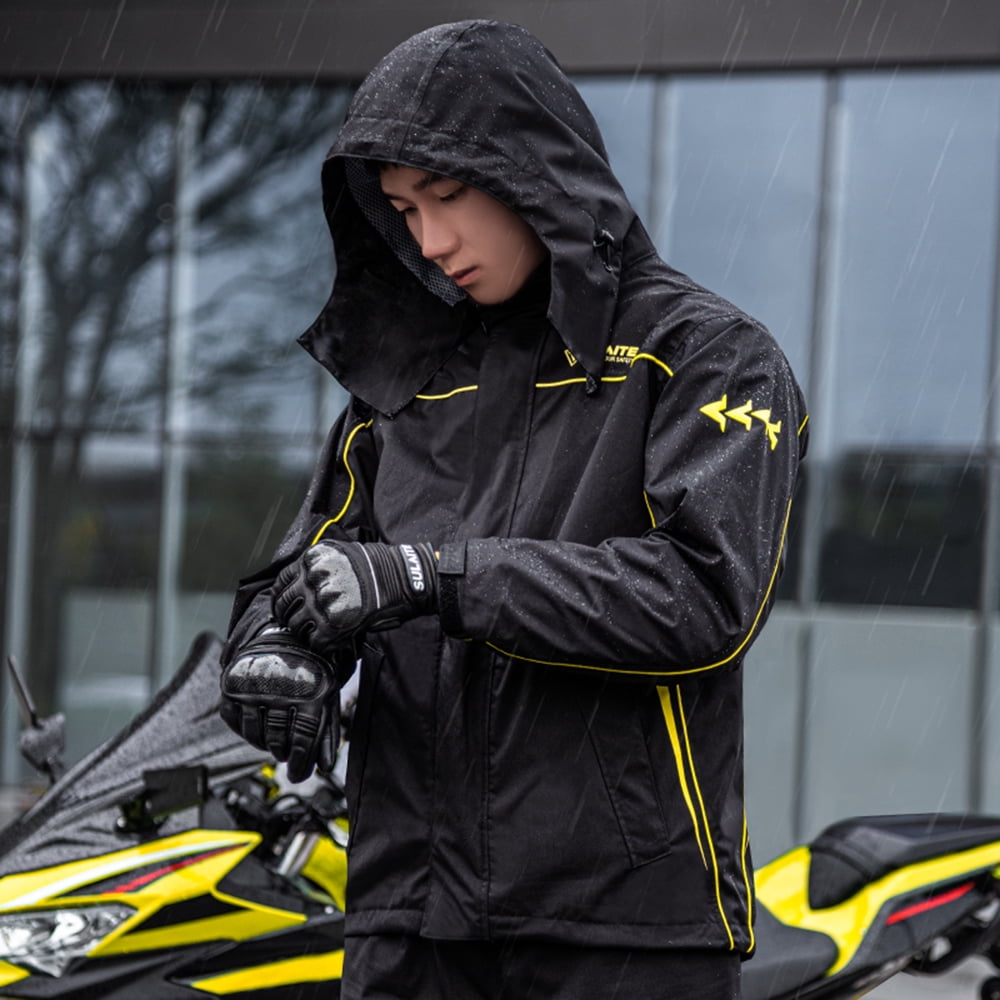 SULAITEWaterproof Motorcycle Rain Suit Men Women Cycling Rain Gear Jacket  and Pants with Storage Bag