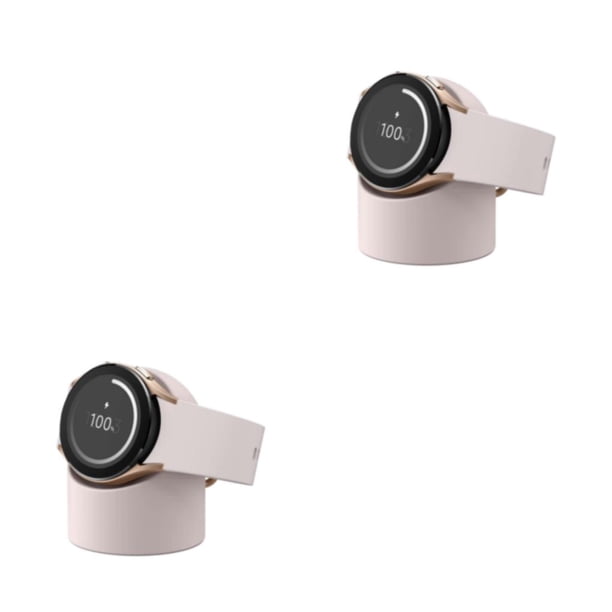 Injueey Práctico y multifuncional soporte de carga para reloj, soporte de carga para reloj de silicona, corte preciso, gris rosado pálido gris rosado pálido 2Conjunto