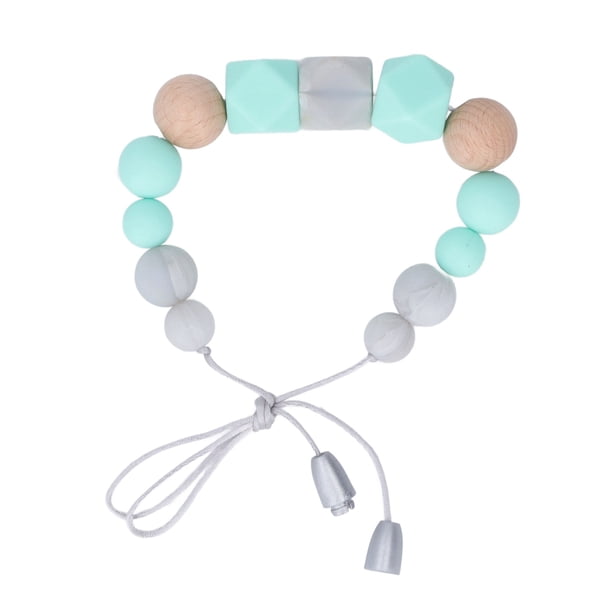 Collar de dentición masticable para bebé, de silicona suave, con cuentas de colores brillantes, juguete para dentición infantil, color verde menta