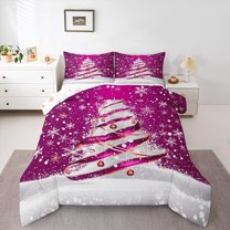 Manfei Cartoon Xmas Tree Bedding Comforter Set, Merry Christmas Twin Comforter Sets, Princess Fairy Tale Reversible Bedding Set, Lightweight Room Decor, 2-Piece