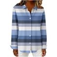 thumbnail image 6 of QQAMB Dressy Gradient Lapel Blouse for Women Plus Size Long Sleeve Button Down Shirts Loose Business Casual Striped Tunic Tops, 6 of 6