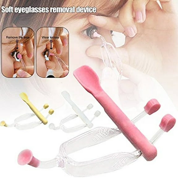 Anvazise Portable Contact Lens Applicator Inserter Tool Kit Tweezers Remover Cleaner Yellow