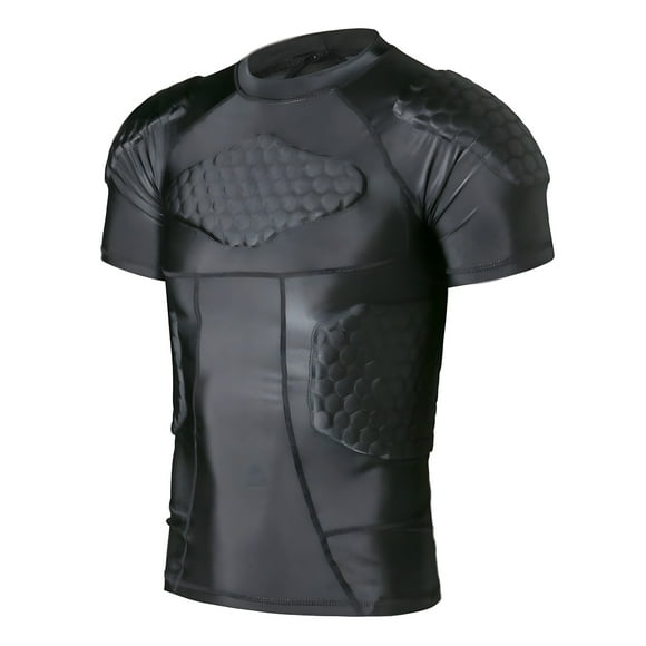 Men's Padded Compression Shirt Protective Shirt Rib Chest Protector for Football Paintball Baseball