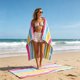 thumbnail image 1 of Toalla de playa de rayas multicolores y tamaño grande para adultos, 75x150 cm, poliéster, viaje, piscina, spa, campamento, secado, resistente a la arena, 1 of 6