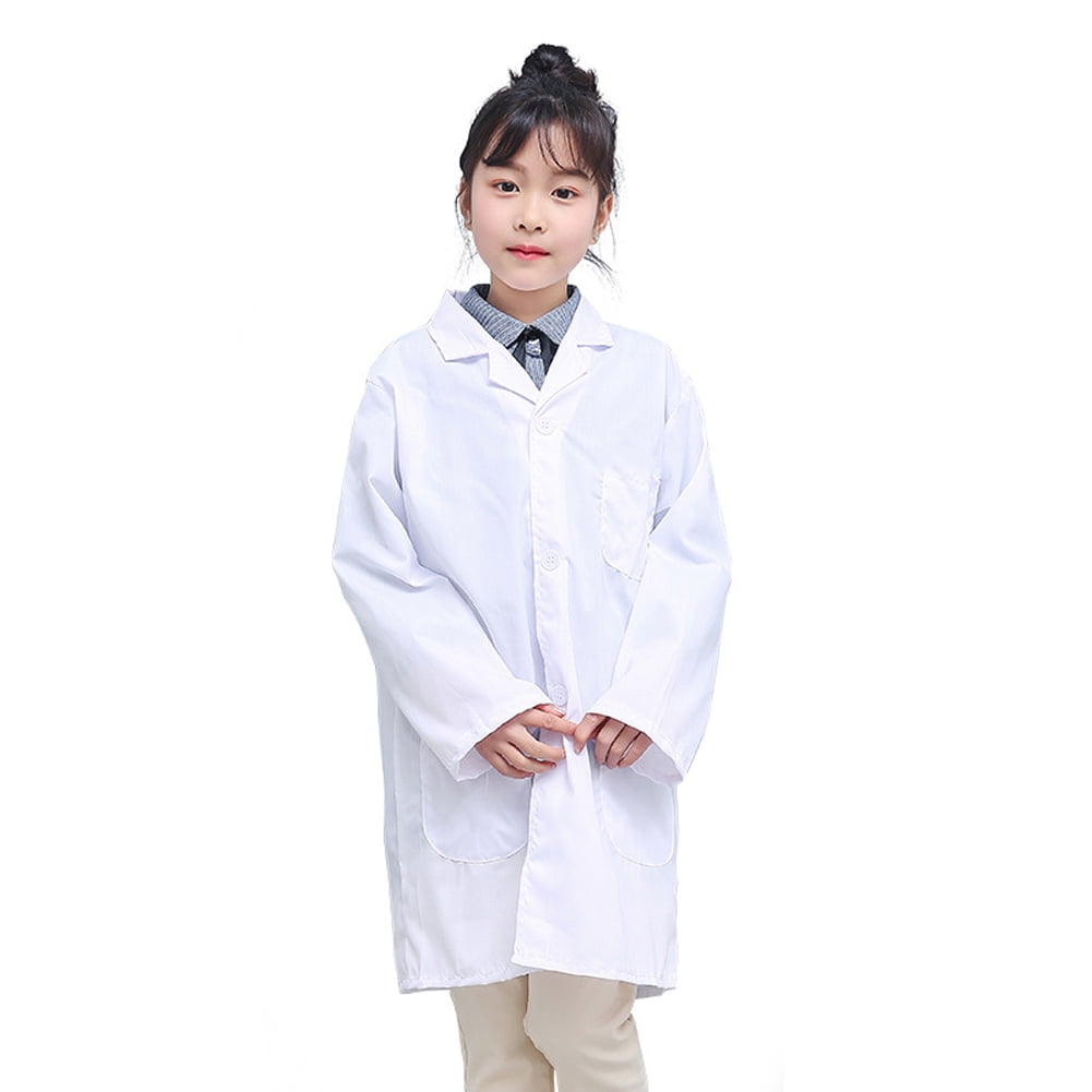 WHITE LAB COAT DOCTOR COSPLAY CHILD COSTUME SCIENTIST SCRUBS BOYS GIRLS UNIFORM 