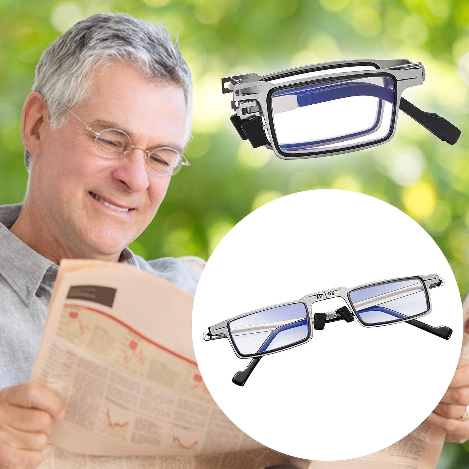 TOPRenddon Gafas de Lectura Plegables de Titanio – Gafas Multifocales Bloqueadoras de Luz Azul para Personas Mayores – Gafas Presbiópicas de Metal Ultraligeras para Hombre y Mujeres
