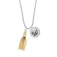 thumbnail image 2 of Delight Jewelry Goldtone Small Tassel Silvertone Script Initial Disc - W - Charm Necklace, 20"+3", 2 of 4