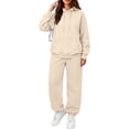 thumbnail image 3 of Trgacdwlo Sweatsuits Women 2 Piece Outfit Tracksuit Plain Hoodie Baggy Jogger Sweatpants Set Fall Winter Sweat Set for Women Beige XS, 3 of 6