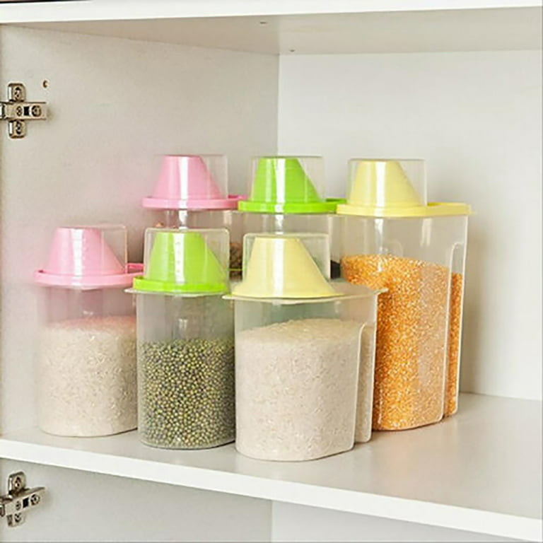 Oukaning 7.5L Cereal Dispenser Kitchen Pantry Rice Grain Dry Food Container Glass Tank, Size: 7.5 Large