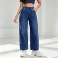 thumbnail image 2 of Qulqfy Baggy Womens Jeans 2026 High Waisted Wide Leg Dark Blue Petite Straight Leg Stretchy Denim Pants S, 2 of 9
