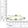 thumbnail image 2 of Gem Stone King 18K Yellow Gold Plated Silver American Blue Mystic Topaz and Lab Grown Diamond Bracelet for Women | 4.44 Cttw | Gemstone November Birthstone | Oval 7X5MM | Fully Adjustable 9 inch, 2 of 3
