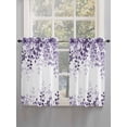 thumbnail image 5 of Purple Bathroom Window Curtain, Eucalyptus Leaves Light Filtering Coffee Kitchen Curtains, Bedroom Living Room Curtains 2 Panel 84"x45", 5 of 6
