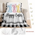 thumbnail image 5 of Happy Easter Blanket Soft Cozy Warm Throw Blanket for Couch, Plush Fuzzy Flannel Fleece Blankets for Sofa, Spring Watercolor Rabbits Black White Plaid Bed Blankets Lightweight Gifts for Men, 50"x60", 5 of 9