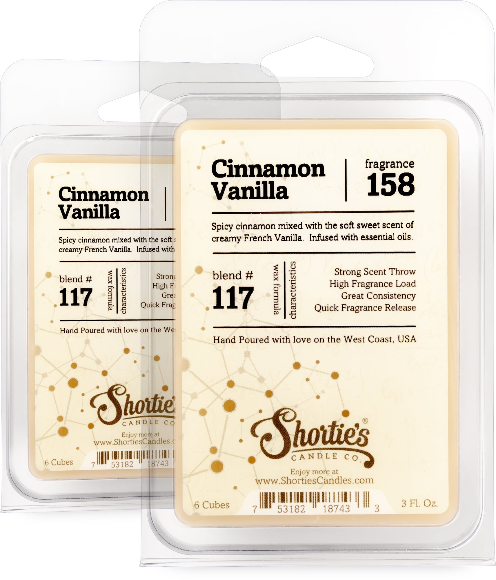 Cinnamon Vanilla Wax Melts Multi Pack - Highly Scented + Natural Oils - Shortie's Candle Company