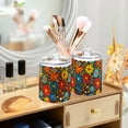 thumbnail image 3 of Yayeee 2 Pack Qtip Holder Bathroom Cotton Swab Canister with Lid Clear Dispenser Set, Cartoon Flowers, 3 of 6