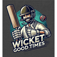 thumbnail image 2 of Cricket Sports Wicket Good Time Adult Black Crew Neck Short Sleeve Tee-Small, 2 of 4