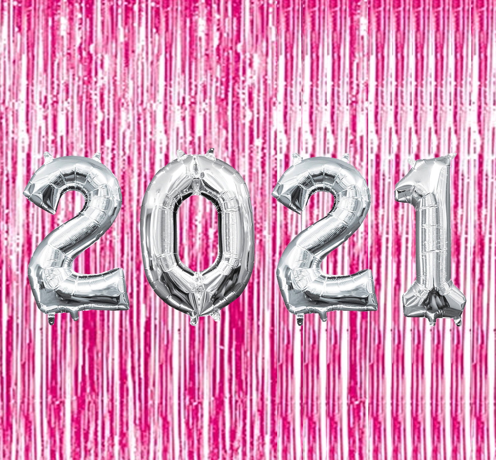 PMU New Year 2021 Silver Balloons with Magenta Curtain ...