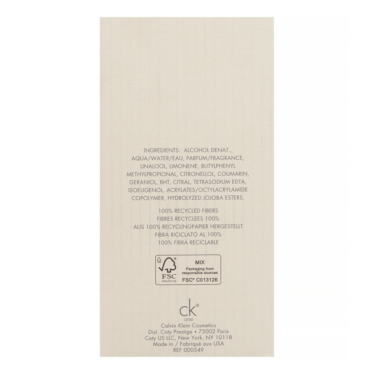 Calvin Klein Ck One Eau De Toilette Spray, Unisex Perfume, 3.4 Oz