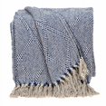 thumbnail image 1 of HomeRoots 476218 Blue & Beige Woven Handloom Throw with Tassels, 1 of 4