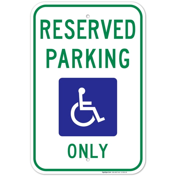 Michigan Handicap Parking Sign, Reserved Parking Only With Handicapped Symbol Sign, 12x18 Aluminum