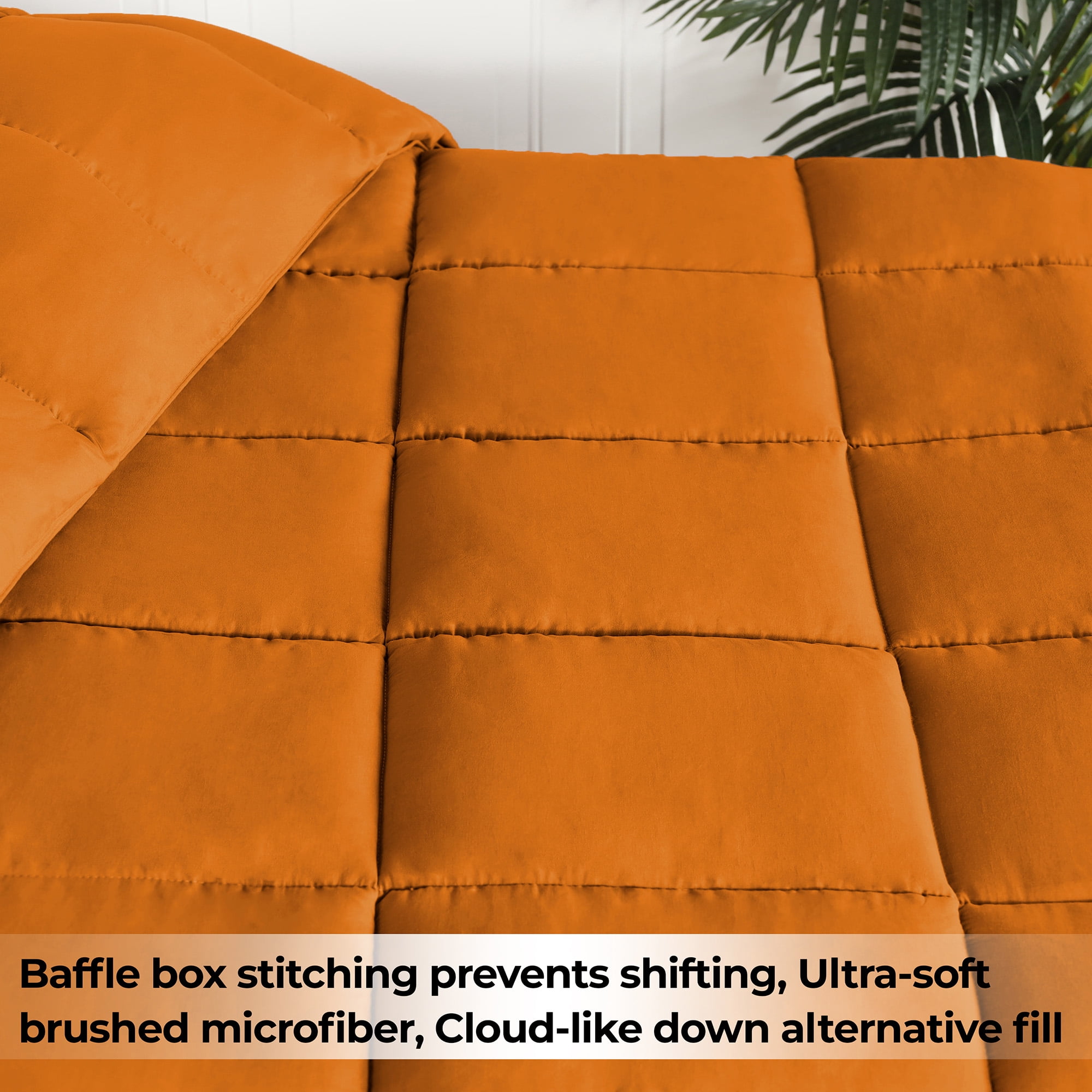 Superior Solid Comforter Down Alternative Bedding, Queen, Dusty Orange