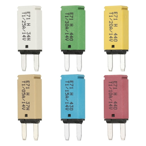 6 Pack 14V DC 5A 10A 15A 20A 25A 30A Colorful ATC/ATO Automatic Narrow Mini Resettable Fuse for Car