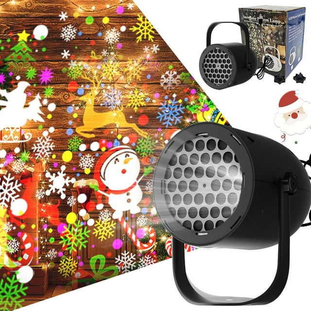 16-Pattern USB Christmas Projector Light, Christmas Snowflake Projector Lights Outdoor/Indoor Decorations for Living Room, Holiday Projectors for Xmas Party