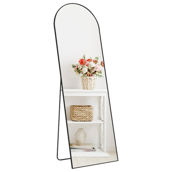CONCETTA Arched Full Length Mirror, 64"x21" Standing Mirror, Black Frame