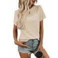 thumbnail image 2 of Women'S Tops Casual Scoop Neck Short Sleeve Eyelet Embroidered Hollow Out Blouses Shirts Apricot S, 2 of 9