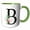 Green/White, variant on 3drose, Chic Black Monogram Initial B with Pretty Pink Flowers, 11oz Two-tone Black Mug