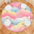 thumbnail image 2 of Colorful Cloud Star Pattern Round Fitted Tablecloth with Elastic Edge,Dining Table Cover Waterproof,Outdoor Round Tablecloth for Camping,Dining,Indoor and Outdoor, 2 of 7