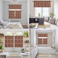 thumbnail image 6 of Brown Boho Kitchen Curtains Sets for Windows 24 Inch Length, Retro Farmhouse Abstract Floral Motifs Rod Pocket Window Treatments Tier Curtains and Valances Set for Bedroom/Bathroom, 6 of 8