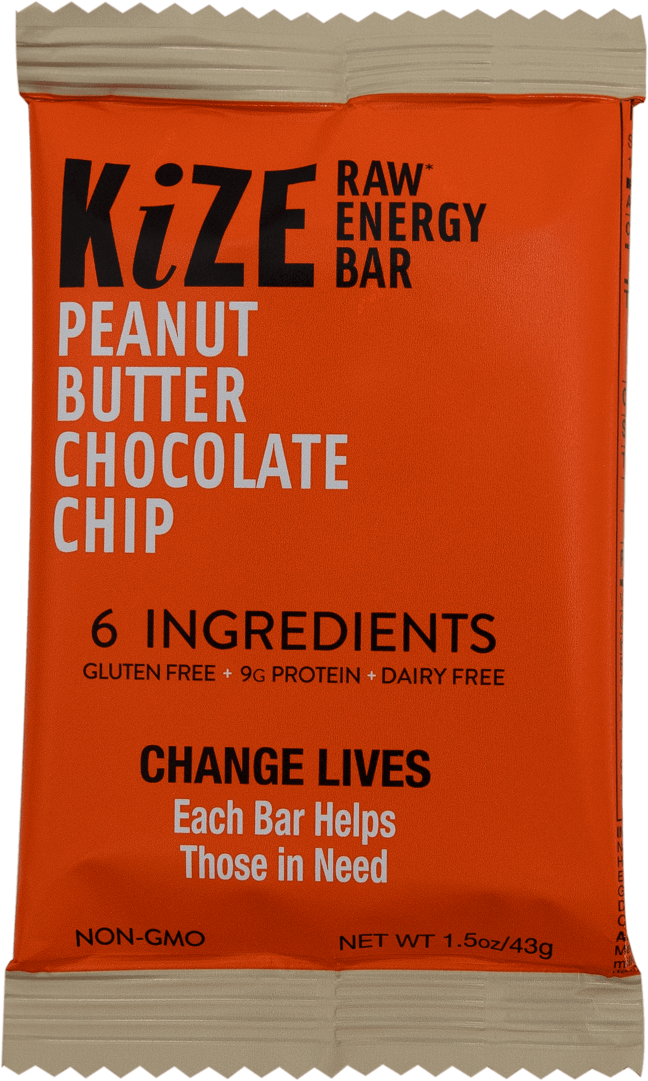 KiZE Raw Energy Bar, Peanut Butter Chocolate Chip, 1.5 Oz