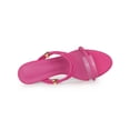 thumbnail image 4 of BLISSFUL STEP Women's Slip on Clear Glass Heel Wedge Sandals Hot Pink 10, 4 of 8