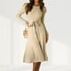thumbnail image 1 of Vestido Vestido de punto acanalado casual de una línea de mujer vestido de suéter elegante de color sólido Cgtredaw Beige T XL para Mujer, 1 of 8