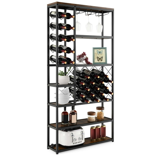 Costway Casier à Vin Industriel Polyvalent Autoportant pour Boulanger avec Porte-Verre