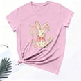thumbnail image 6 of ClodeEU Women's Cute Rabbit Print Short Sleeve Crewneck T-Shirt ,Casual Summer Tee Pink,Womens Plus L, 6 of 6