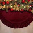 thumbnail image 4 of Red Velvet Christmas Tree Skirt, 48-Inch Ruffled Holiday Tree Skirt for 6ft 7.5ft Trees, Vintage Christmas Decor Base Cover, Soft Festive Home Décor & Gift Idea, 4 of 6