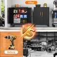 thumbnail image 7 of Metal Tool Storage Cabinet with Doors and Adjustable Shelves, Small Locking Garage Storage Cabinet, Black Steel Tool Cabinets with Leveling Feet for Garage, Basement, Office, Utility Room, 7 of 7