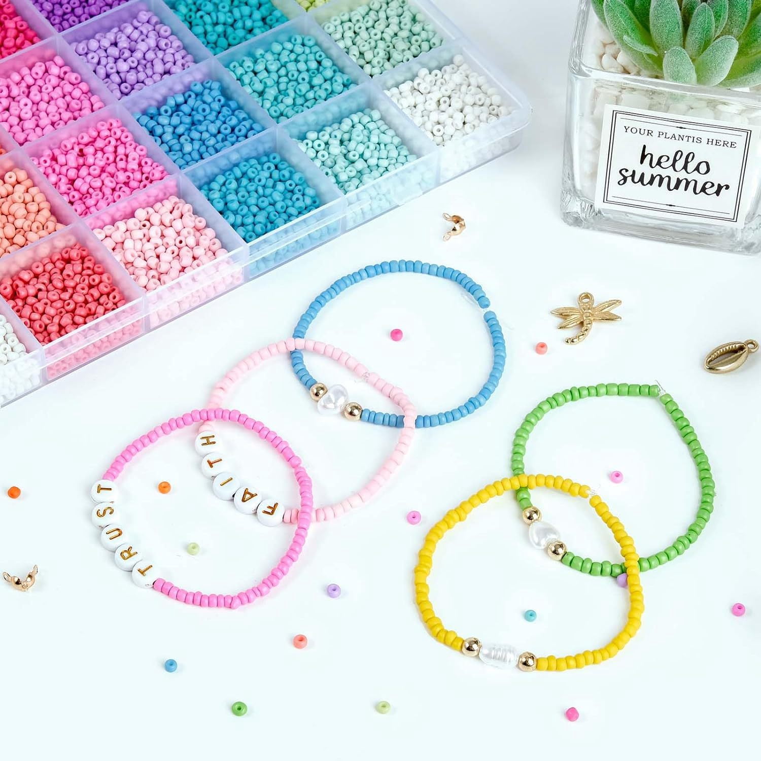 Tivamiko 12000Pcs DIY Bracelets Making Kit with 3mm Clay Beads, Handcraft Jewelry Making Kit for Girls Adluts Handmade Enthusiasts