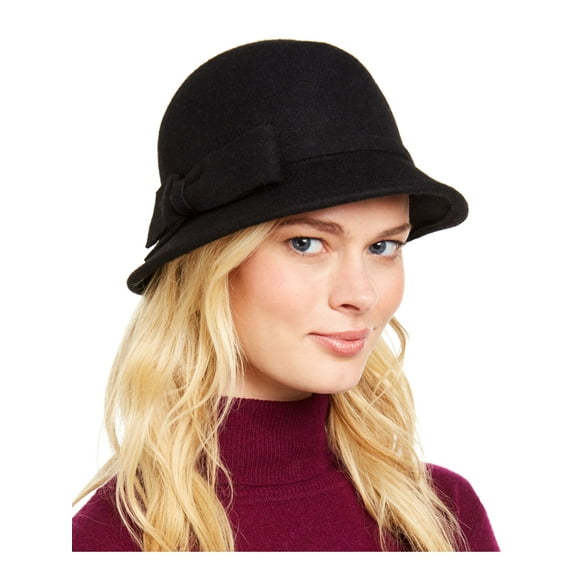 INC Womens Black Bow Accent Cloche