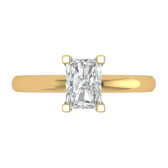 Clara Pucci 14K Yellow Gold 1ct WhiteSapphire Solitaire Ring for Women