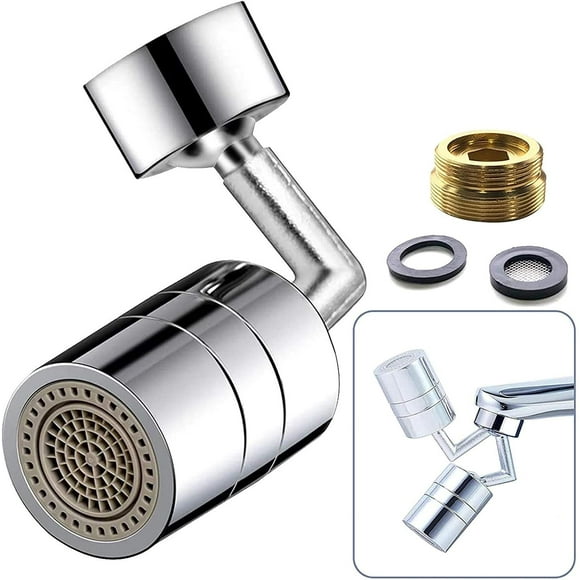 ABS Dual-Function Sprayer Faucet Head, Universal 3 Threads Heavy Duty Copper Water Filter with 720 Degree Rotational Faucet Aerator for Sink, Large-Angle Rotating Splash Filter for Restaurant