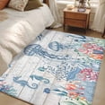 thumbnail image 5 of Coastal Jellyfish 3'x5' Washable Rug, Beach Nautical Ocean Coral Seahorse Vintage Non-Slip Area Rugs for Entryway Kitchen Classroom, StainResistant Dorm Throw Carpet, Low Pile Soft Indoor Floor Mat, 5 of 9