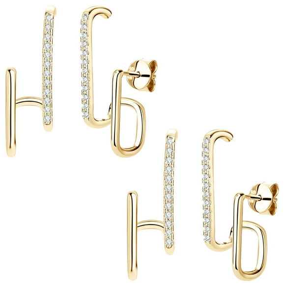 Aretes Modernos VenDepot Curve03 2Pza Oro metal zirconia