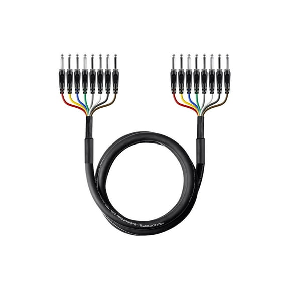 Monoprice 8-Channel 1/4 Inch TS Male to 1/4 Inch TS Male Snake 26AWG Cable C/d - 20 Feet With 8 Balanced Mono / Unbalanced Stereo Lines