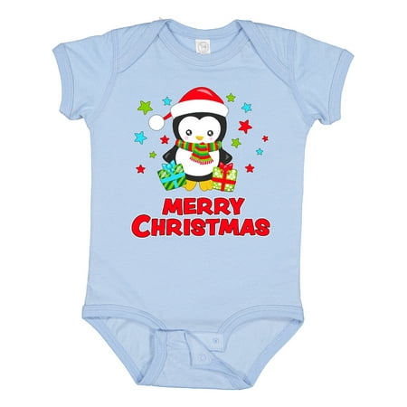 

Inktastic Merry Christmas Penguin in Santa Hat with Gifts Gift Baby Boy or Baby Girl Bodysuit
