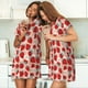 thumbnail image 4 of Fotbe Red Strawberry Bata de Dormir para Mujer con Estampado, Camisón de Algodón de Manga Corta, Ropa de Dormir Casual, 4 of 6