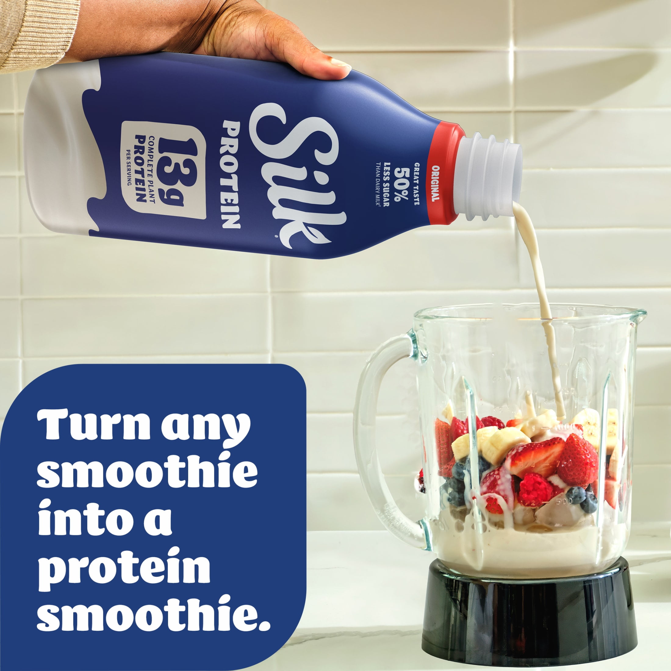 Silk Protein Dairy Free, Lactose Free Original Complete Plant Protein Milk, Plant Based Milk, 48 fl oz Bottle