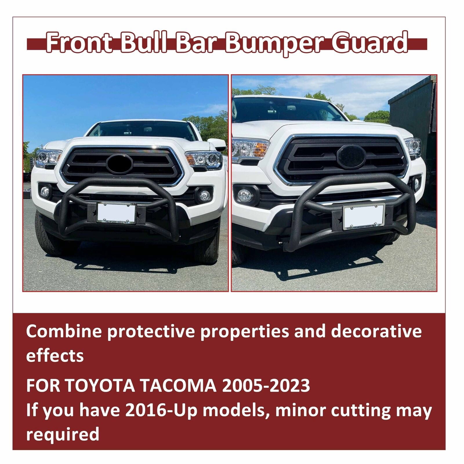 Kojem Bull Bar Fit for 2005-2023 Toyota Tacoma Pickup Truck Brush Push Front Bumper Guard